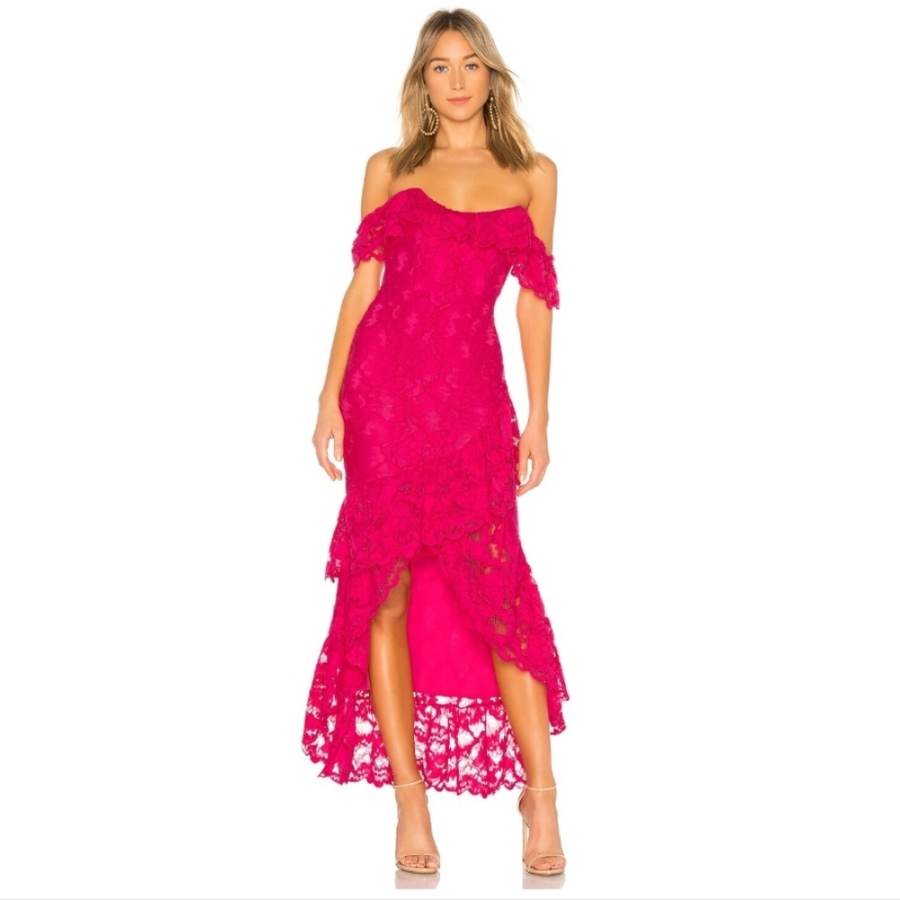 Lovers And Friends Rosewater Lace Gown Asymmetric Skirt Off-the-Shoulder NWT XXS